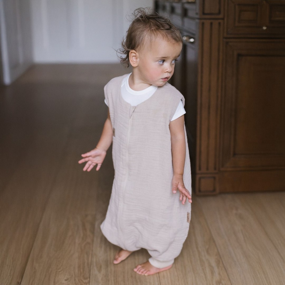 Miegmaišis su kojomis iš muslino, 1,5 TOG, „Malaga“, 2–4 m., smėlio spalvos